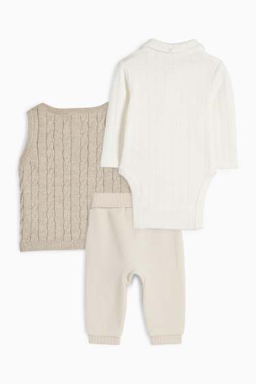 Baby: jongens - Babyoutfit - 3-delig - crème wit