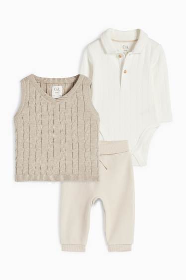Baby: jongens - Babyoutfit - 3-delig - crème wit