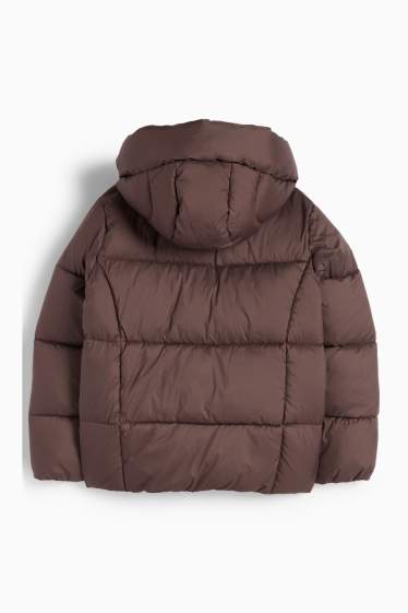 Kinder Mädchen - Steppjacke mit Kapuze - dunkelbraun