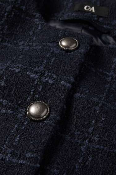 Femei - Blazer crop din bouclé - regular fit - în carouri - albastru închis