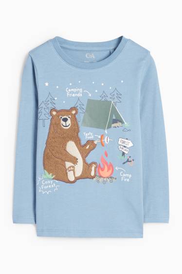 Kinder Jungen - Bär - Langarmshirt - blau