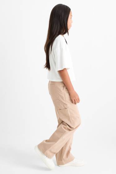 Kinder Mädchen - Stoffhose - beige