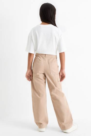 Kinder Mädchen - Stoffhose - beige