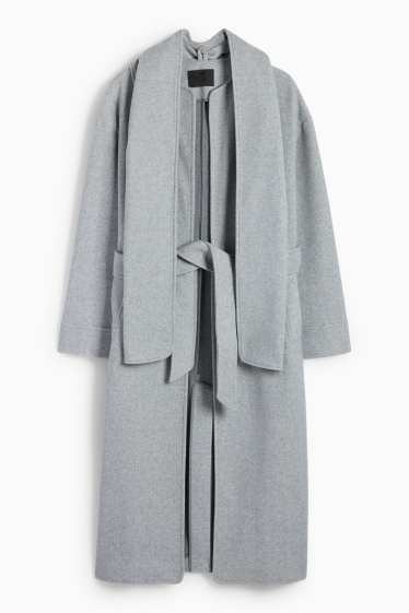 Dona - Conjunt - abric i bufanda - 2 peces - gris clar