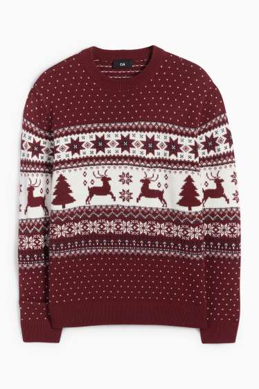 Uomo - Maglione natalizio - renna - blu scuro-melange