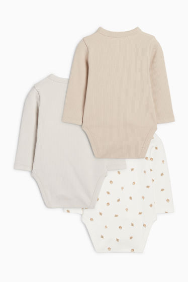 Unisex - Paquet de 3 - bosc - bodi encreuat per a nadó - beix