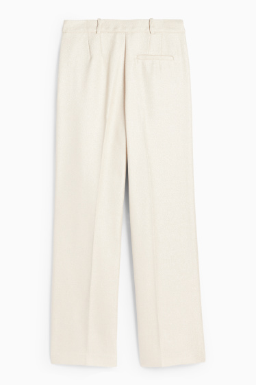 Dámské - Business kalhoty - high waist - relaxed fit - strukturované - světle béžová