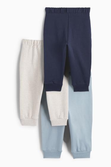 Baby Mädchen - Multipack 3er - Baby-Jogginghose - Broderie Anglaise - blau / beige