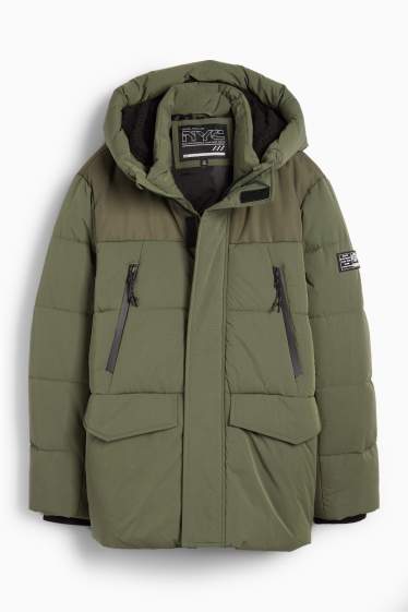 Kinder Jungen - Steppjacke mit Kapuze - grün