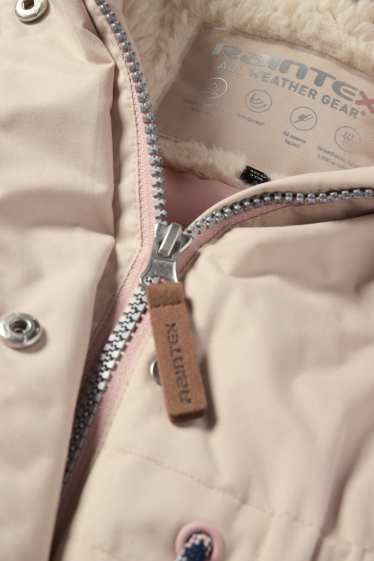 Kinder Mädchen - Regenjacke mit Kapuze - gefüttert - wasserdicht - hellrosa