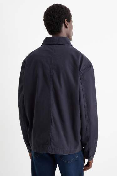 Heren - Overhemdjas - relaxed fit - kent - donkerblauw