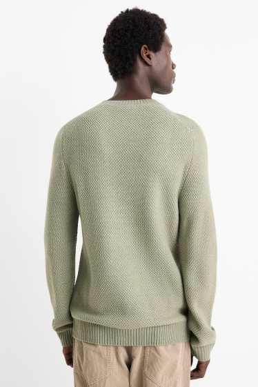 Men - Jumper - textured - mint green