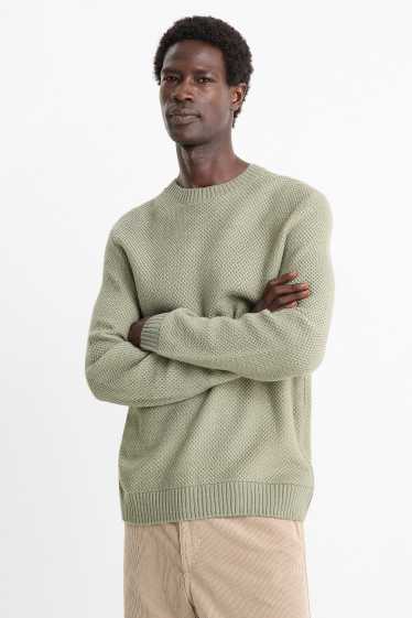Men - Jumper - textured - mint green