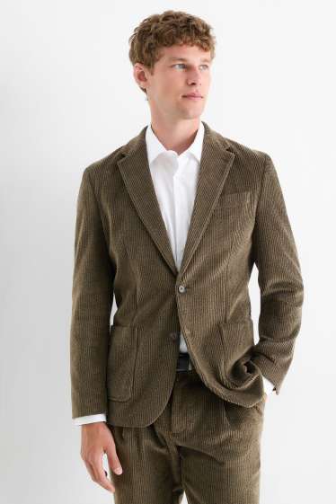 Uomo - Blazer coordinabile in velluto - regular fit - stretch - verde scuro