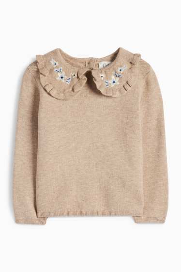 Baby: meisjes - Bloem - babytrui - beige