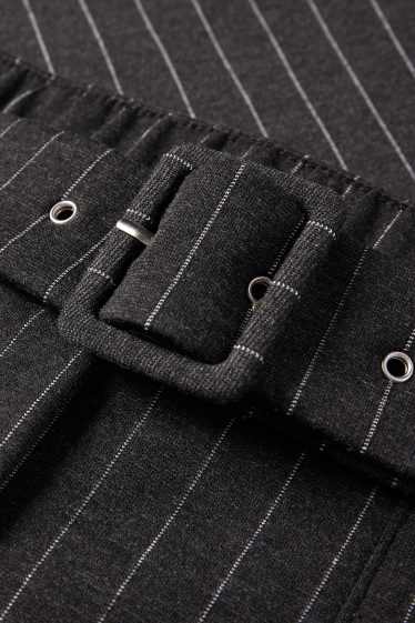 Femei - Pantaloni din jerseu cu curea - talie înaltă - wide leg - gri închis