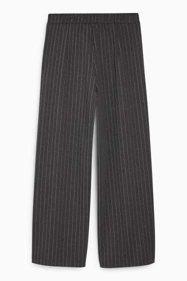 Femei - Pantaloni din jerseu cu curea - talie înaltă - wide leg - gri închis