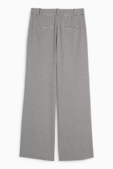Femmes - Pantalon de bureau - high waist - loose fit - à carreaux - noir / blanc