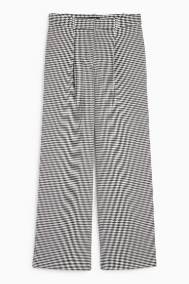 Femmes - Pantalon de bureau - high waist - loose fit - à carreaux - noir / blanc