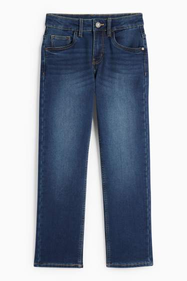 Kinderen: jongens - Straight jeans - thermojeans - jog denim - jeansdonkerblauw