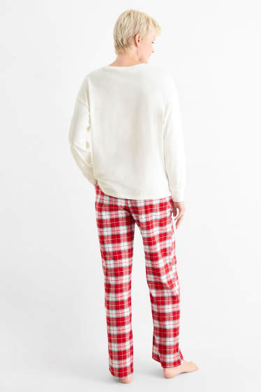 Damen - Mini Me - Damen-Weihnachts-Pyjama mit Flanellhose - weiss / rot