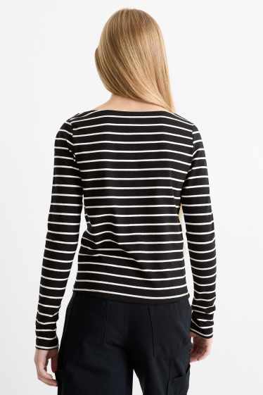 Kinderen: meisjes - Set van 3 - longsleeve - zwart / wit