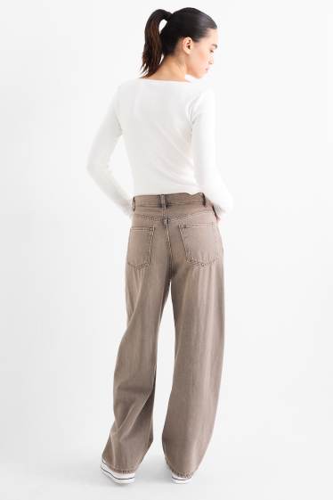 Damen - Balloon Jeans - Low Waist - jeansbraun
