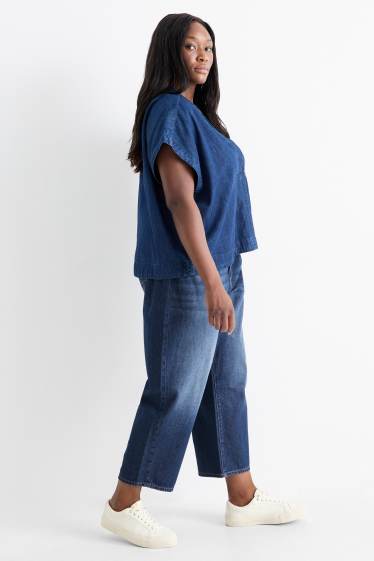 Damen - Barrel Jeans - High Waist - jeansblau