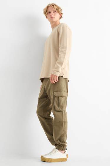 Pánské - Cargo kalhoty - tapered fit - LYCRA® - zelená