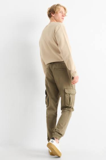 Pánské - Cargo kalhoty - tapered fit - LYCRA® - zelená