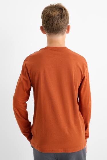 Kinderen: jongens - Set van 3 - tijger, sneakers, koptelefoon - longsleeve - havanna