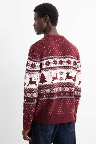 Uomo - Maglione natalizio - renna - blu scuro-melange