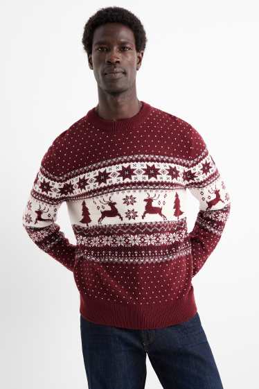 Uomo - Maglione natalizio - renna - blu scuro-melange