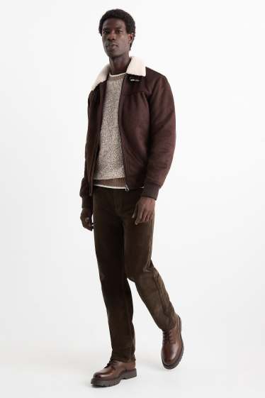 Heren - Corduroy broek - regular fit - donkerbruin