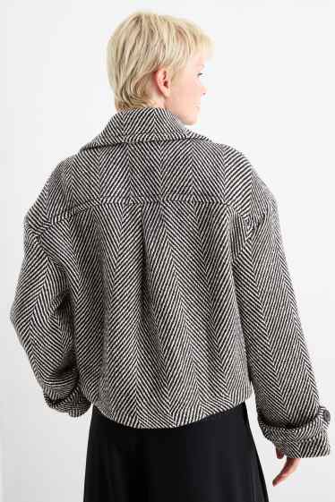 Dames - Jas - met structuur - zwart / wit
