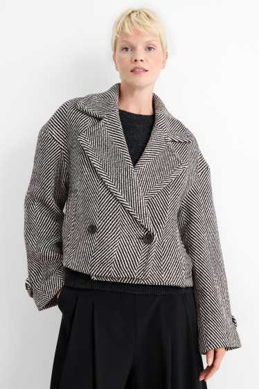 Dames - Jas - met structuur - zwart / wit