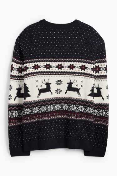Uomo - Maglione natalizio - renna - blu scuro