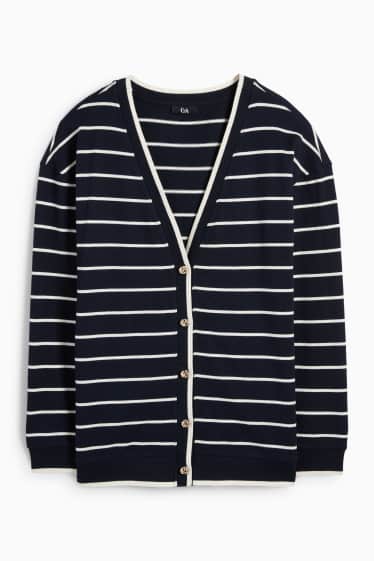 Women - Cardigan - striped - dark blue