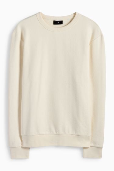 Men - Sweatshirt - textured - cremewhite