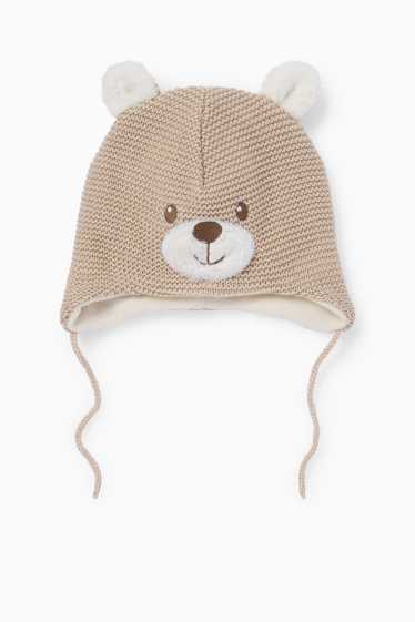 Baby: jongens - Beertje - babymuts - beige