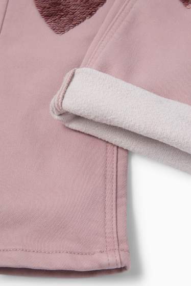Kinderen: meisjes - Hart - flared jeans - thermojeans - roze