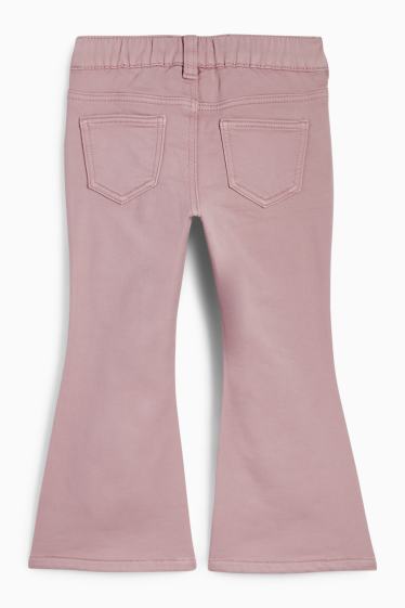 Kinderen: meisjes - Hart - flared jeans - thermojeans - roze