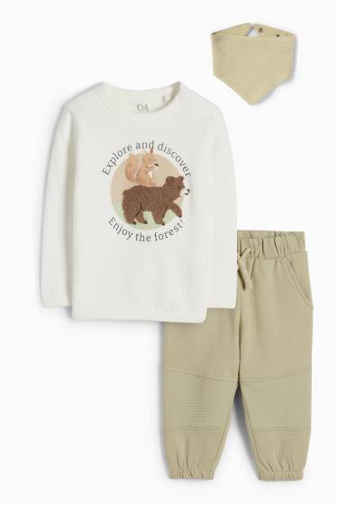Baby: jongens - Beer en eekhoorn - babyoutfit - 3-delig - lichtgroen