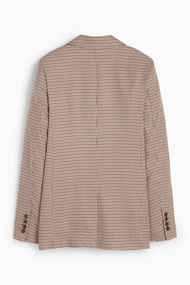 Donna - Blazer lungo - regular fit - a quadri - marrone chiaro