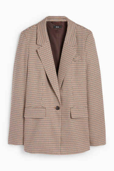 Donna - Blazer lungo - regular fit - a quadri - marrone chiaro