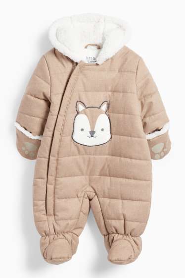 Baby Boys - Squirrel - baby snowsuit with hood - brown