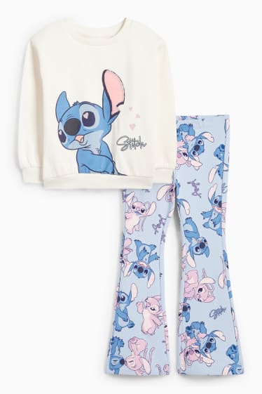 Kinder Mädchen - Lilo & Stitch - Set - Sweatshirt und Flared Leggings - cremeweiss