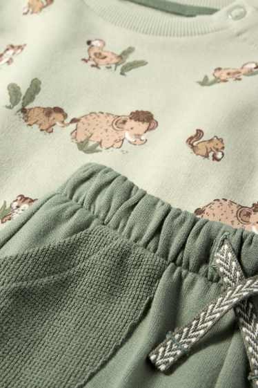Baby: jongens - Dieren uit de oertijd - baby-outfit - 2-delig - lichtgroen
