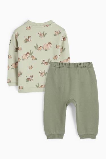 Baby: jongens - Dieren uit de oertijd - baby-outfit - 2-delig - lichtgroen
