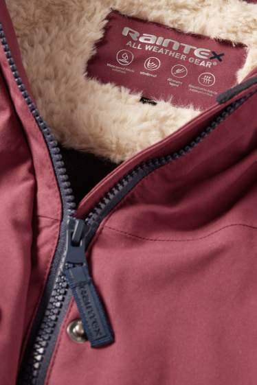 Kinder Mädchen - Regenjacke mit Kapuze - gefüttert - wasserdicht - dunkelrosa